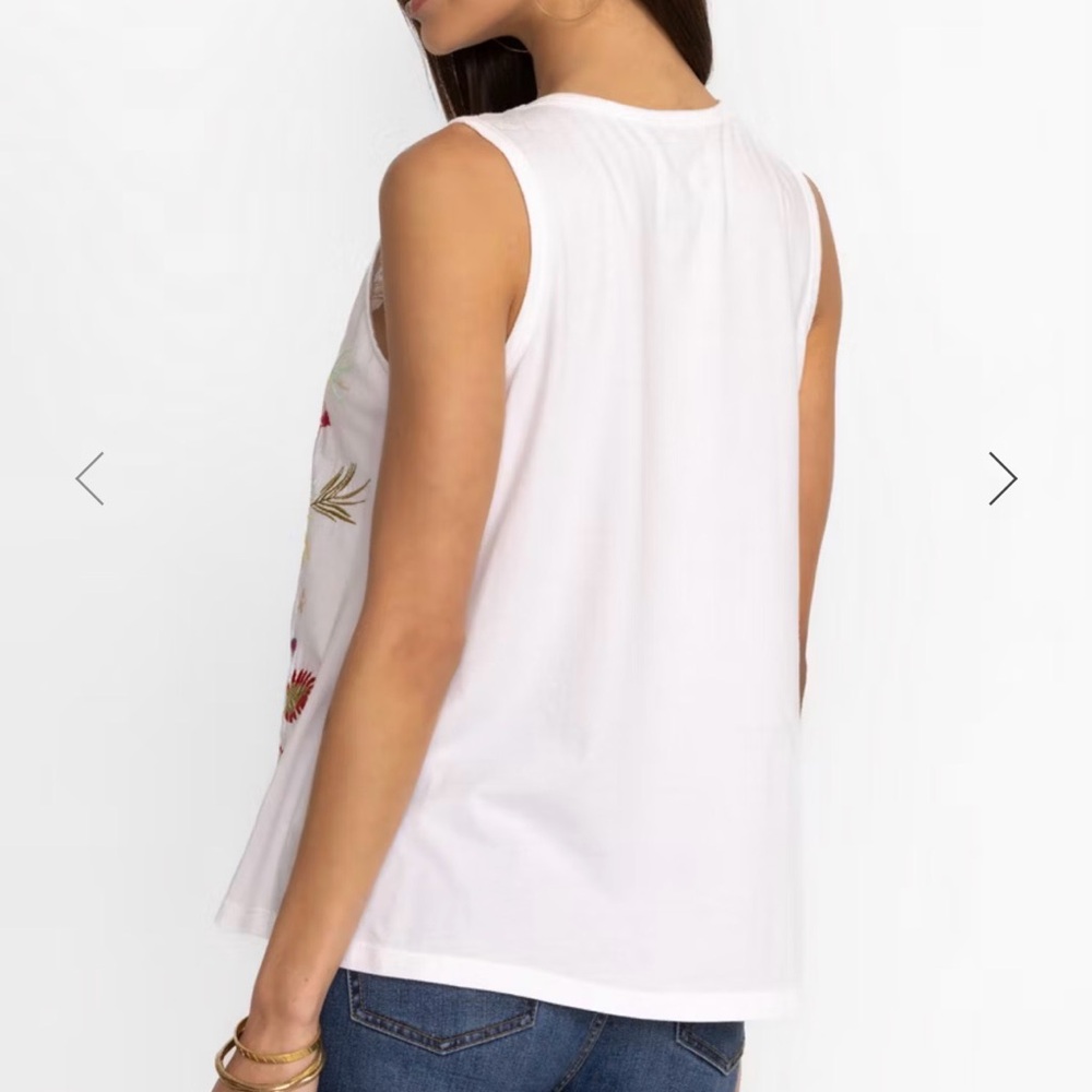 Johnny Was White Florida Tank Top with Colorful Embroidery - Picture 3 of 4